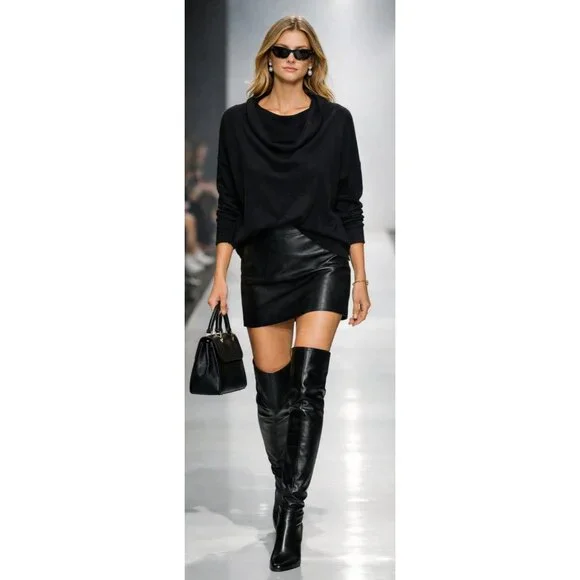 Club Monaco Black Recycled Cashmere Cowl Neck Sweater Women’s M Soft Luxury Knit - Picture 9 of 10